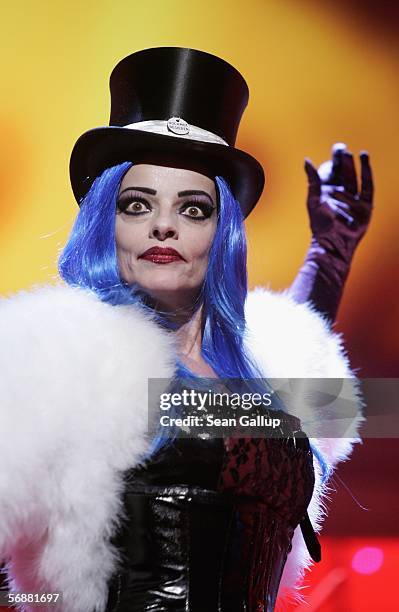 Singer Nina Hagen performs during the Golden Bear Award Gala as part of the 56th Berlin International Film Festival on February 18, 2006 in Berlin,...