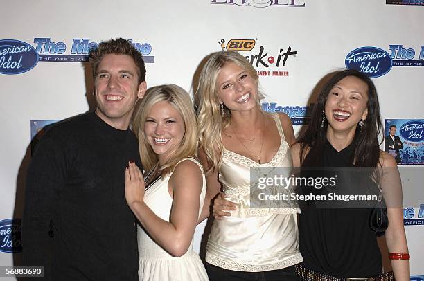 Actors Bret Harrison, Amanda Loncar, Sarah Mason and Joy Osmanski, cast members of "The Loop", attend the American Idol Semi-Finalists Party at...