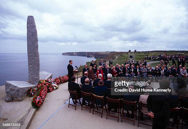 One of two speeches U.S. President Ronald Reagan gave commemorating the 40th Anniversary of the D-Day Invasion . This speech was delivered at the...