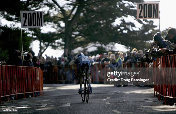 Janez Brajkovic of Slovenia and riding for the Discovery Channel team climbs Telegraph Hill during the prologue of the AMGEN Tour of California...