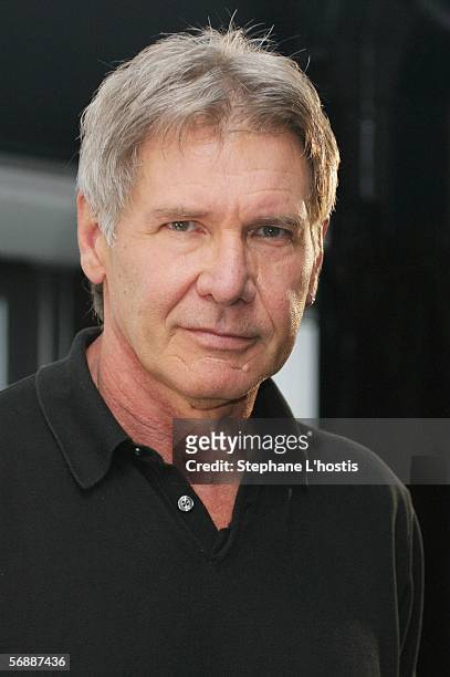 Actor Harrison Ford poses during a press conference at the Quay Restaurant on February 20, 2006 in Sydney, Australia.