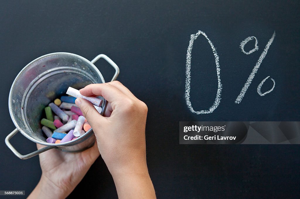 Child drawing on a blackboard