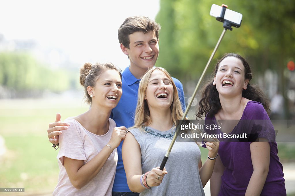 Group of four teenagers making a selfie