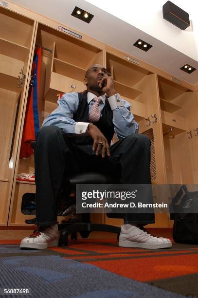 Western Conference All-Star Kobe Bryant of the Los Angeles Lakers is seen in the locker room against the Eastern Conference during the 2006 NBA...