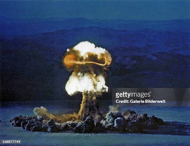 The Priscilla nuclear test, part of Operation Plumbbob. 25th June 1957. It was a series of nuclear tests conducted between May 28 and October 7 at...