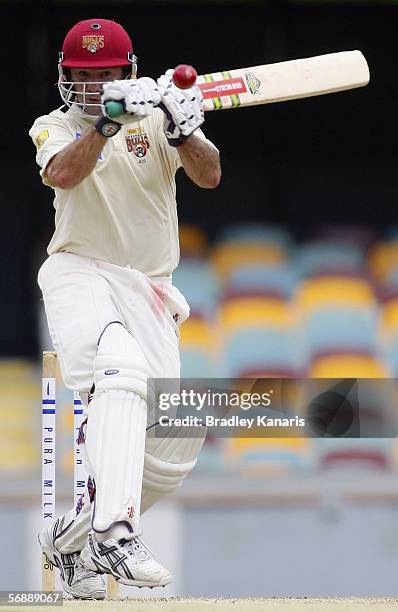 James Maher of the Bulls in action during day two of the Pura Cup match between the Queensland Bulls and the South Australian Redbacks at the Gabba...