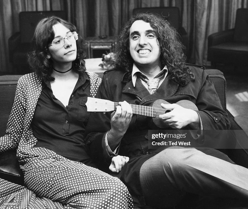 Timmy Tim Singer American singer Tiny Tim, with his wife Vicki, playing the ukulele ...