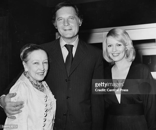 Portrait of actors John Vernon, Bessie Love and Jean Seberg arriving at the opening of the London Film Festival at the National Film Theatre, London,...