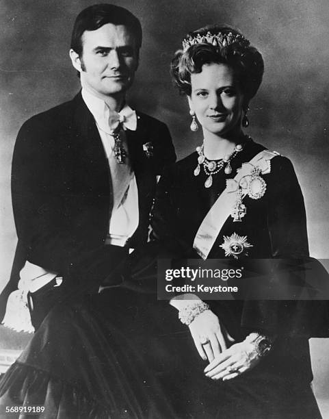 Portrait of Queen Margrethe of Denmark and her husband Prince Henrik, March 16th 1972.
