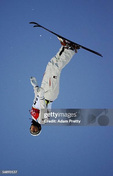 Jeret Peterson of the United States of America in action during practice for the Mens Freestyle Skiing Aerials on Day 10 of the 2006 Turin Winter...
