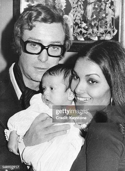 Portrait of actor Michael Caine with his wife Shakira and baby... News