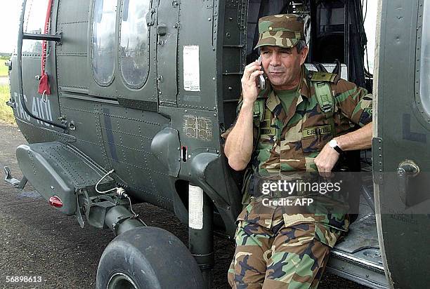 Picture of General Mario Montoya taken in May 2002 in the Colombian northeastern department of Choco. Montoya was appointed 21 February 2006 as the...