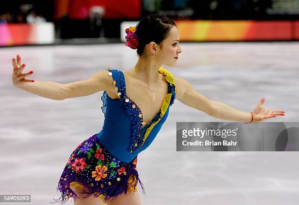 Sasha Cohen of the United States performs during the women's Short Program of the figure skating during Day 11 of the Turin 2006 Winter Olympic Games...