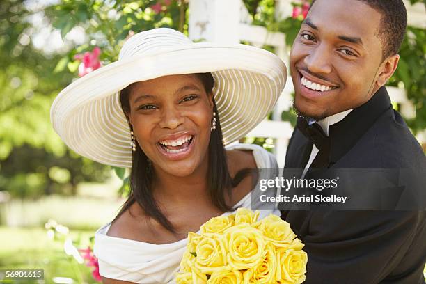 portrait of happy bride and groom - wedding couple laughing stock pictures, royalty-free photos & images