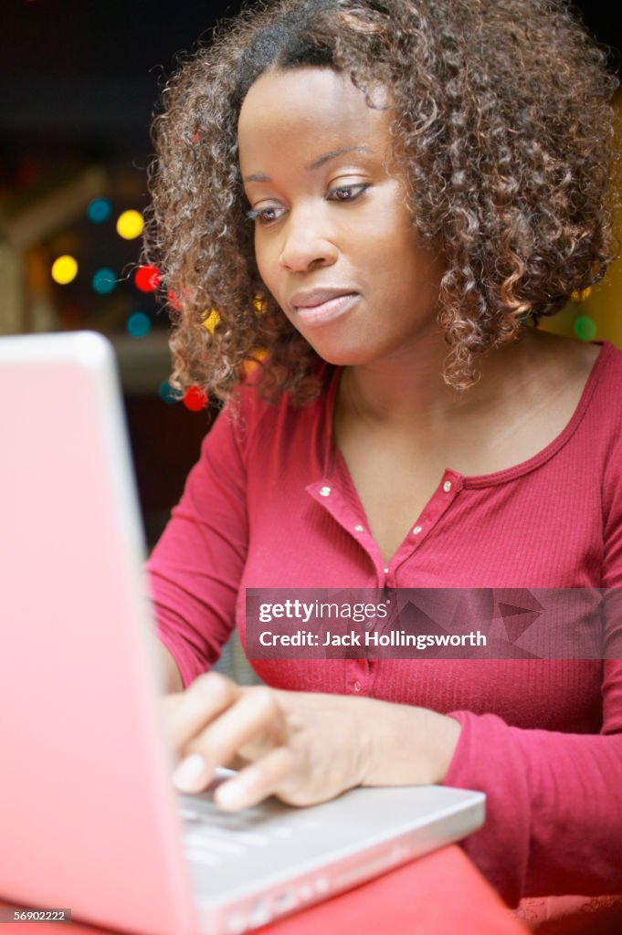 Woman working on a laptop