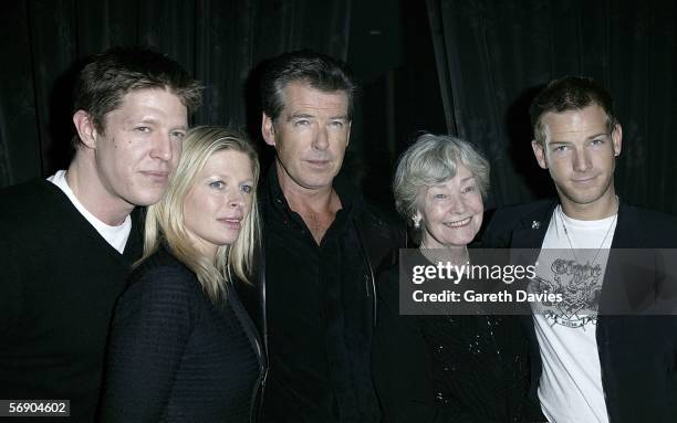 Christopher Brosnan, Charlotte Brosnan, Pierce Brosnan, his mother and Sean Brosnan attend the after show party following the UK Premiere of 'The...