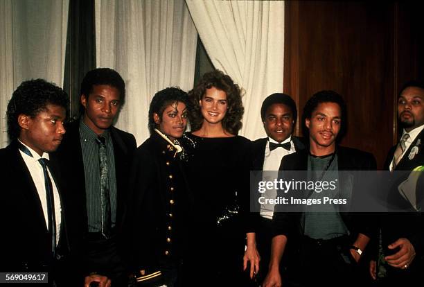 Brooke Shields with The Jacksons circa 1984 in New York City.