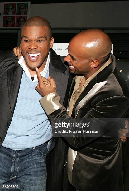 Actors Tyler Perry,and Boris Kodjoe at the Lionsgate Premiere Of "Madeas Family Reunion" held at the Arclight Theatres on February 21,2006 in...