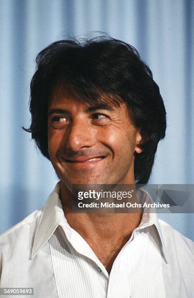 Actor Dustin Hoffman poses backstage after winning "Best Actor" during the 52nd Academy Awards at Dorothy Chandler Pavilion in Los Angeles,California.