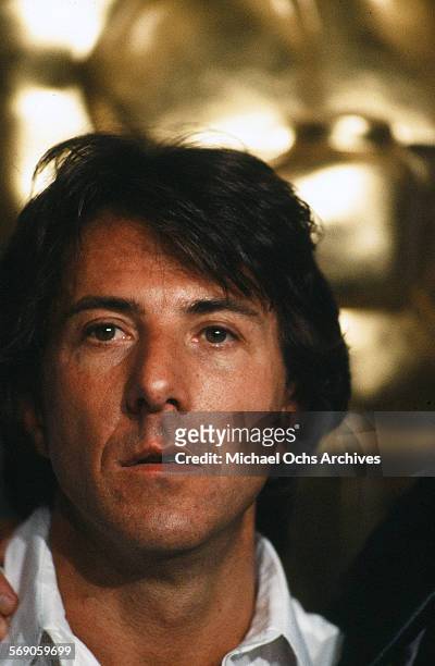 Actor Dustin Hoffman poses backstage after winning "Best Actor" during the 52nd Academy Awards at Dorothy Chandler Pavilion in Los Angeles,California.