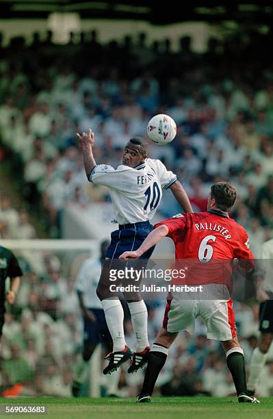 Tottenham Hotspur F.C. Play Manchester United F.C in the FA Carling Premiership at White Hart Lane, London, 10th August 1997. Les Ferdinand of Spurs...