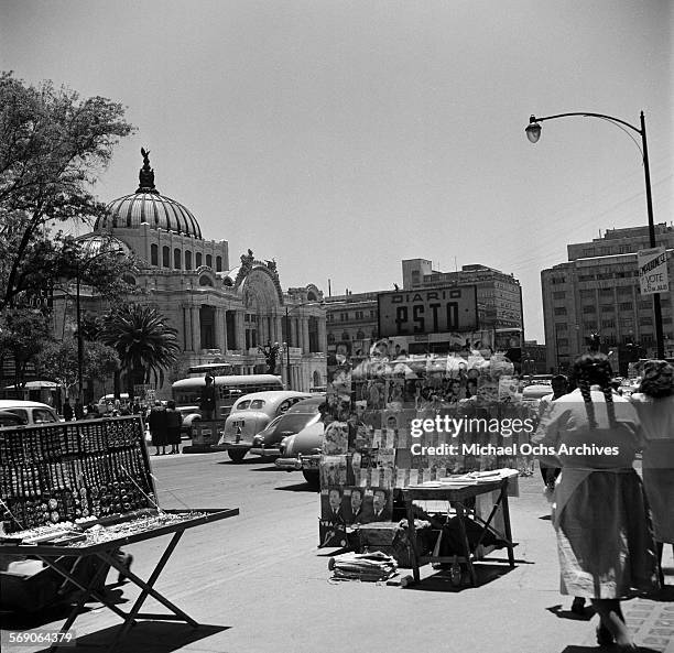 View of street vendors in Mexico City, Mexico.