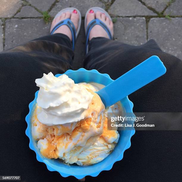 national ice cream month - orange sorbet stock pictures, royalty-free photos & images