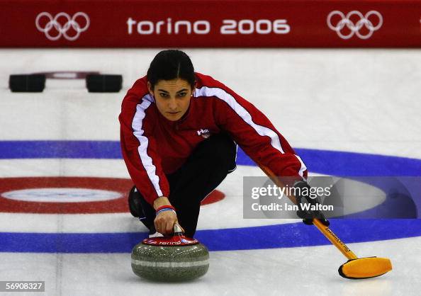 Binia Binia Beeli of Switzerland releases the stone during the semi-final ...
