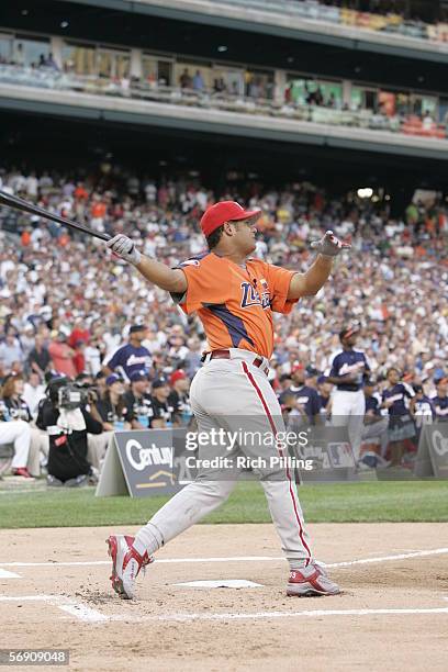 Bobby Abreu of the Philadelphia Phillies is pictured during the CENTURY 21 Home Run Derby at Comerica Park on July 11, 2005 in Detroit, Michigan.