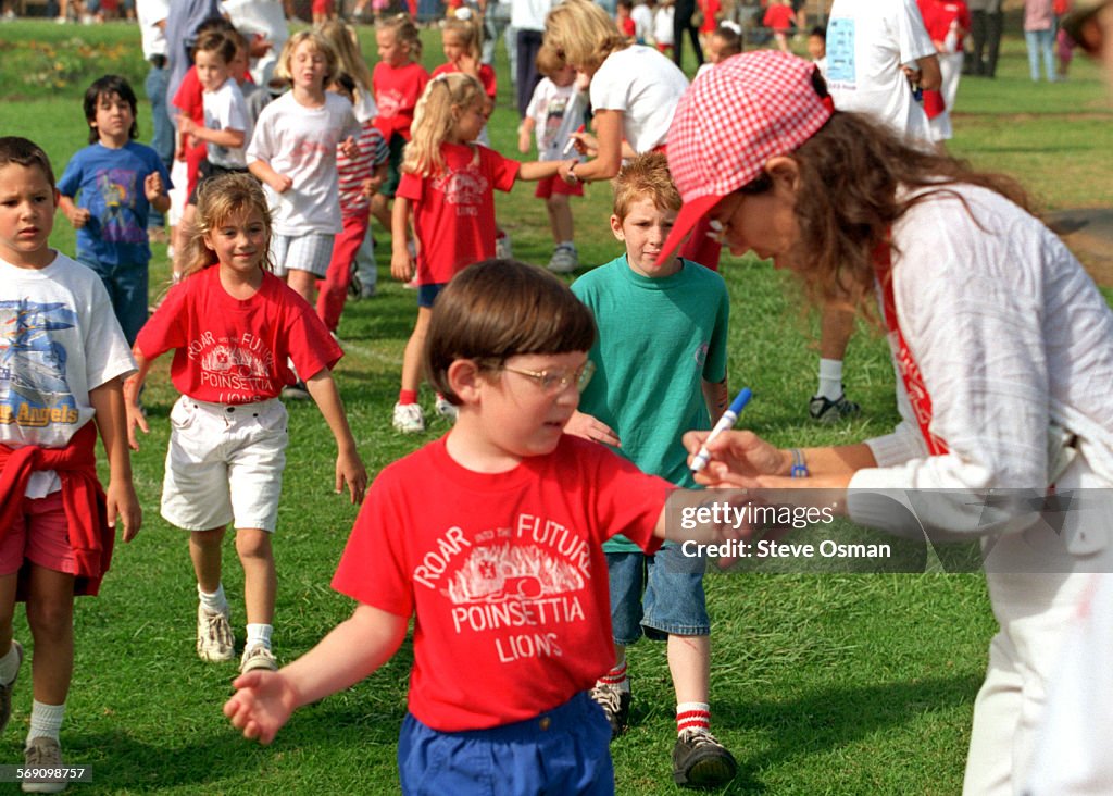 Poinsettia Elementary School children participated in a SportAThon "Going for the Gold" fundraiser