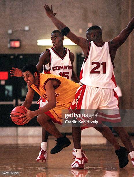 City section basketball semifinal playoff game between Fairfax and Westchester boys high school at L.A. Southwest College, Feb. 26, 2000. Photo of...