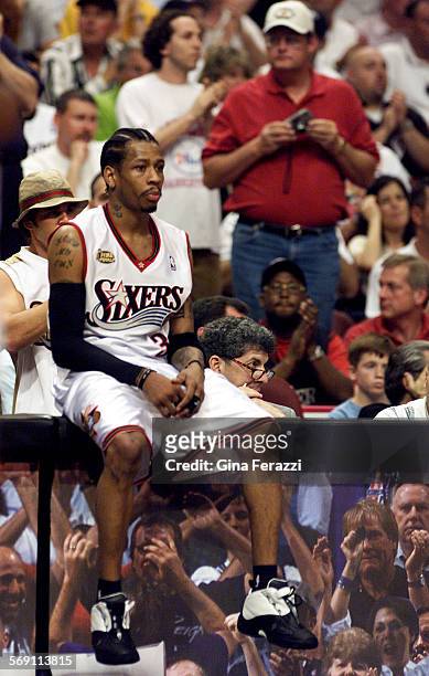 Lakers34.GFSixer Allen Iverson sits alone during a late game timeout during the Lakers win in Game 3 of the NBA Finals.