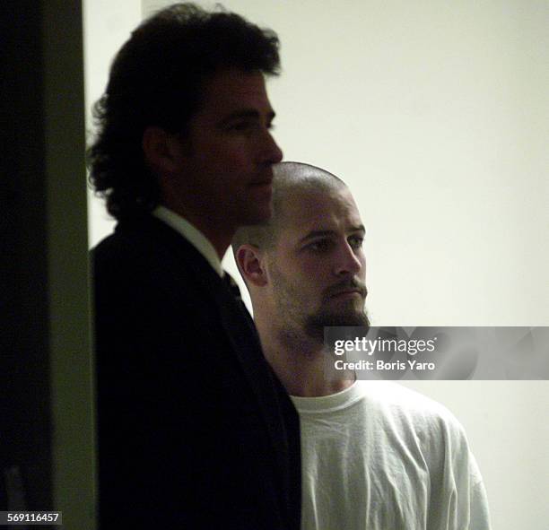 Attny Andrew R. Flier with his client Benjamin Markowitz at Van Nuys arraignment court. Markowitz, the older halfbrother of the late Nicholas...