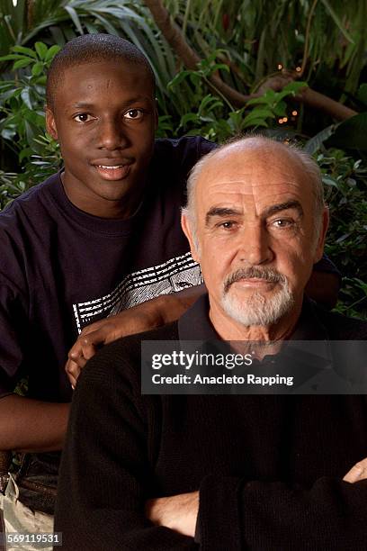 Actors Sean Connery and Rob Brown are photographed for Los Angeles Times on December 2, 2000 in Los Angeles, California. PUBLISHED IMAGE. CREDIT MUST...