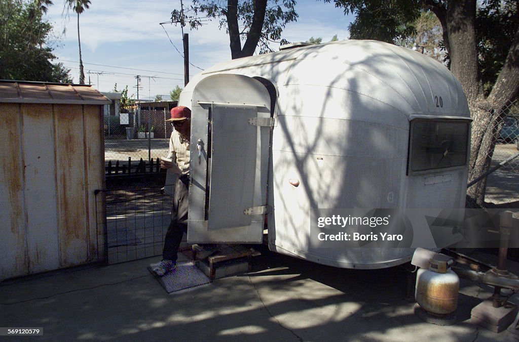 Long time Sundown Trailer Park resident Ted Clark (cq) leaves his small trailer in Sun Valley. He wo