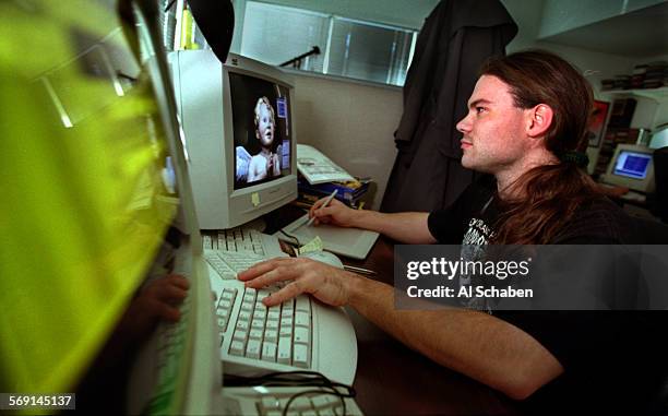 Shiny.annimate.4.0218.ASLAGUNA BEACHGabriel Roundtree, an animator at Shiny Entertainment, works on the computer game "Messiah" at the Laguna...