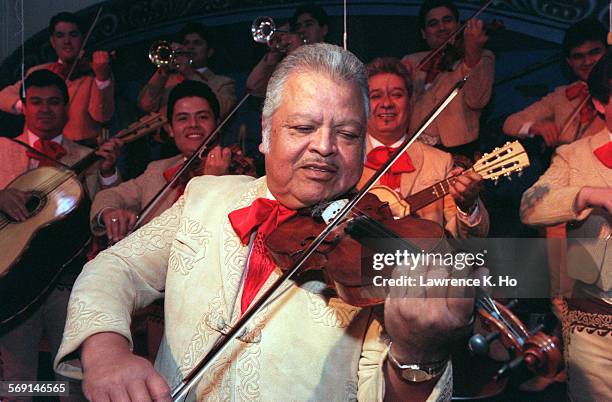 Nati Cano, with his Mariachi Los Camperos in the La Fonda Rest.. Cano and his troop will be performing in the Fiesta Navidad in Orange County...