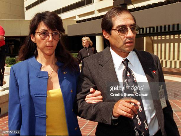 Diana Haun escorted by Arthur Jimenez, an investigator with the public defenders office after her release jail at the Ventura County Government...
