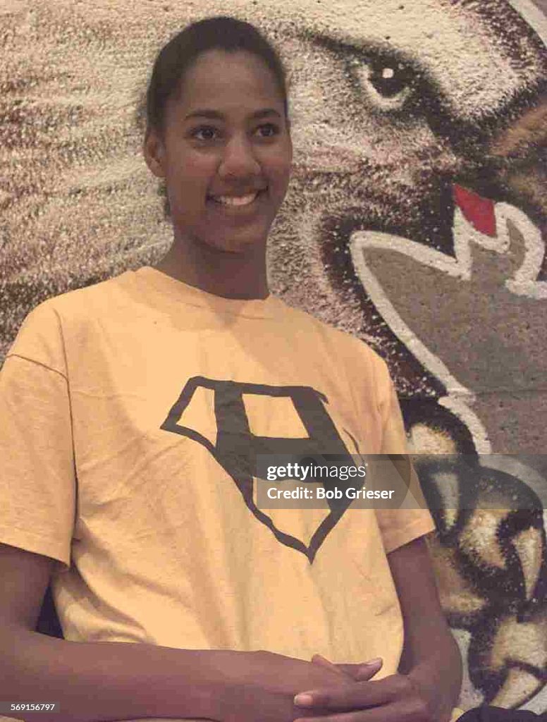SP.Haneef.AOW.2.BG.17Mar97Tayyiba Haneef a senior at Laguna Hills High School where she plays bask