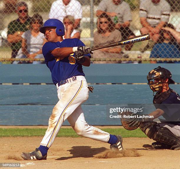 Baseball.LaQuinta.RDL Baseball: Pacifica at La Quinta High School. Gerald Laird of La Quinta takes a hard swing during his recording setting day...