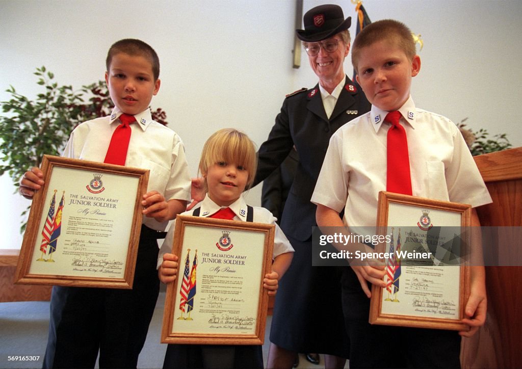 Junior Solders (leftR) Chase Adams,10, Shelby Adams,6, and twelveyearold Cole Adams, were 'enroll