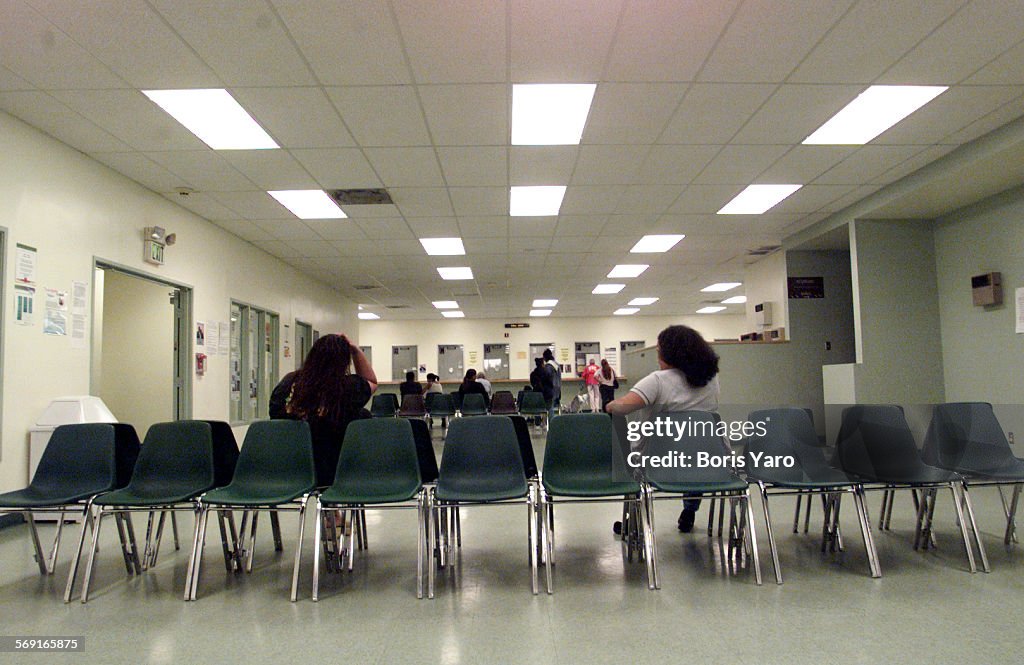 The majority of the seats in the waiting room of the LA County Welfare office in Van Nuys were empty