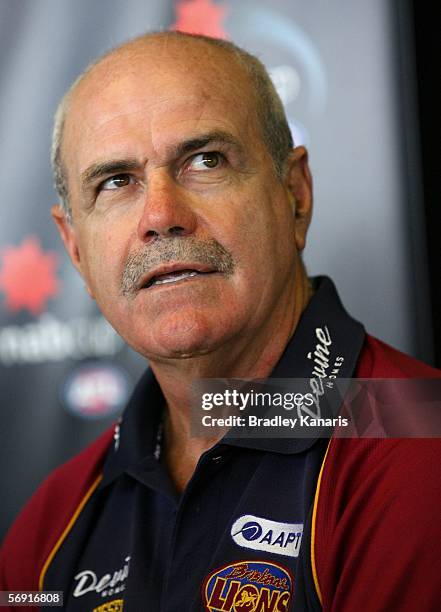 Coach Leigh Matthews of the Lions during a NAB Cup media conference at Carrara Stadium on February 23, 2006 at the Gold Coast, Australia.