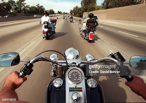 Bikers.#1.db.1110; . A view from one of the many thousands of motorcycles in the 13th Annual Love Ride, sponsored by Harley Davidson of Glendale....