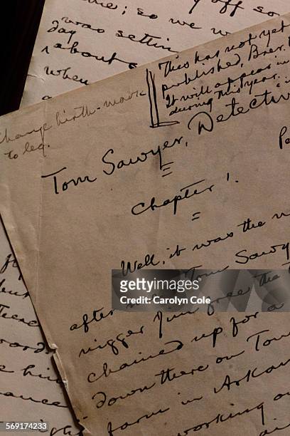 Twain2.cc; One of Mark Twain's later Huck Finn/Tom Sawyer manuscripts entitled "Tom Sawyer, Detective." Part of the collection of the Mark Twain...