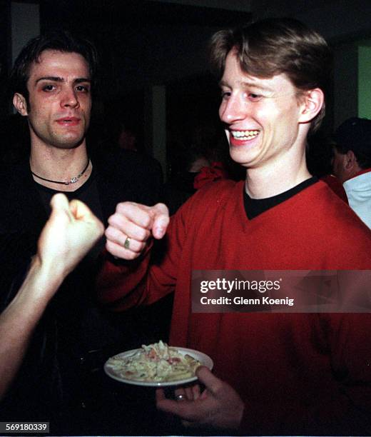 Ballet.Ethan.0203.GK left to rightGiuseppe Picone and Ethan Stiefel as Ethan is greeted by a friend, during a cast party after the opening night of...