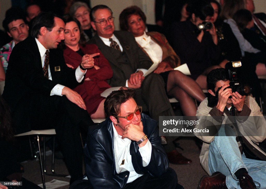 SO.benefit.crowd.0110.AAGThe crowd assembled at a Bowers Museum reception responds to the first fe