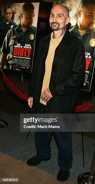 Actor Robert LaSardo attends the premiere of "Dirty" at the Writer Guild Theatre February 22, 2006 in Hollywood, California.