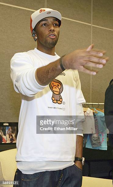 Apple Bottoms CEO Yomi Martin speaks during a news conference at the MAGIC convention at the Las Vegas Convention Center February 22, 2006 in Las...