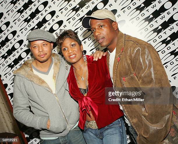 Oscar-nominated actor Terrence Howard, Uptown Magazine associate publisher Jocelyn Taylor and 310 Motoring founder Marc Laidler, pose at a 310...